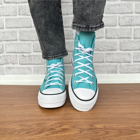 ⭐Converse Chuck Taylor All Star Lift Platform Charms 8 Womens Shoes Teal A06492C - Picture 4 of 13